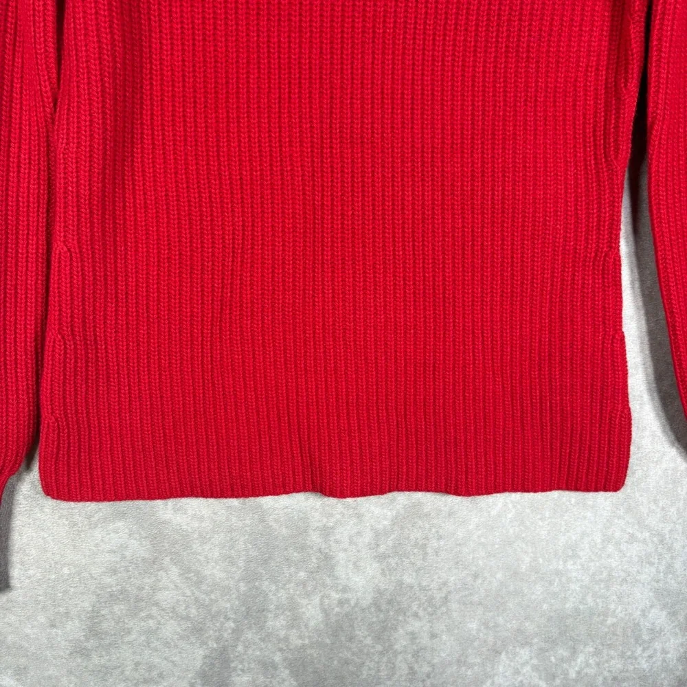 Tory Burch Sweater Womens S Red Kennedy Wool Cashmere Ribbed Knit Holiday NEW